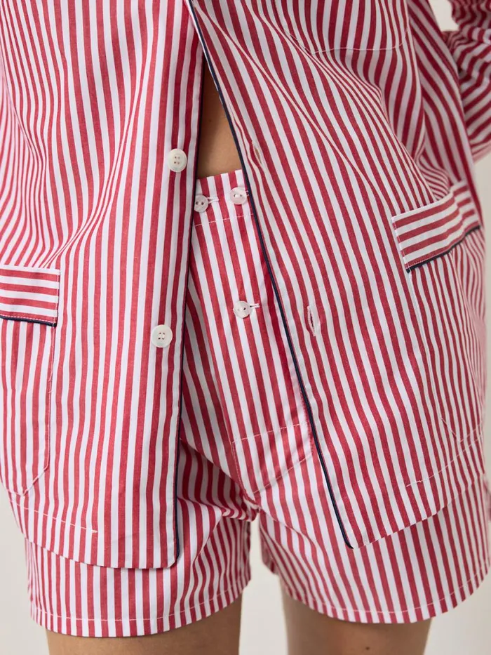 Alex Mill Schostal X Alex Mill Boxer Shorts Red Stripe Women Pajamas Slippers
