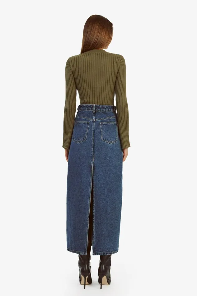 Bardot Skirts Women Evianna Denim Maxi Skirt In Washed Indigo Washed Indigo Bardot Skirts Women Evianna Denim Maxi Skirt In Washed Indigo Washed Indigo