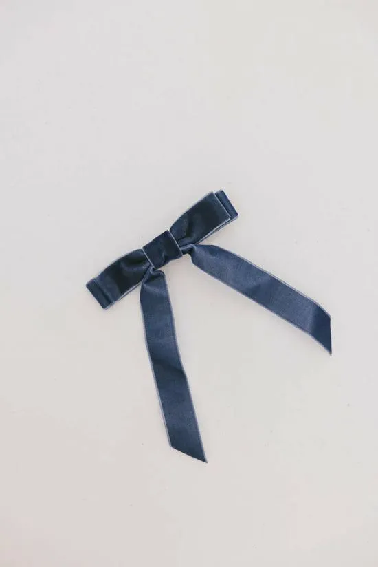 Bohme Double Loop Velvet Bow In Blue Blue Women Hair Accessories