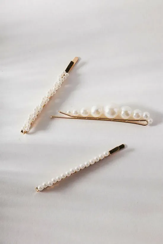 Bohme Pearl Bobby Pin Set White Women Hair Accessories