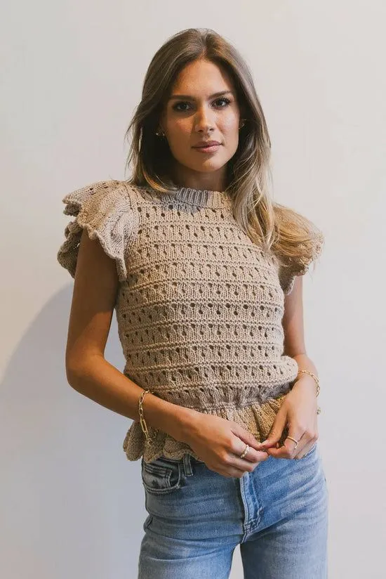 Bohme Shelly Ruffle Sweater In Natural Natural Women Sweaters