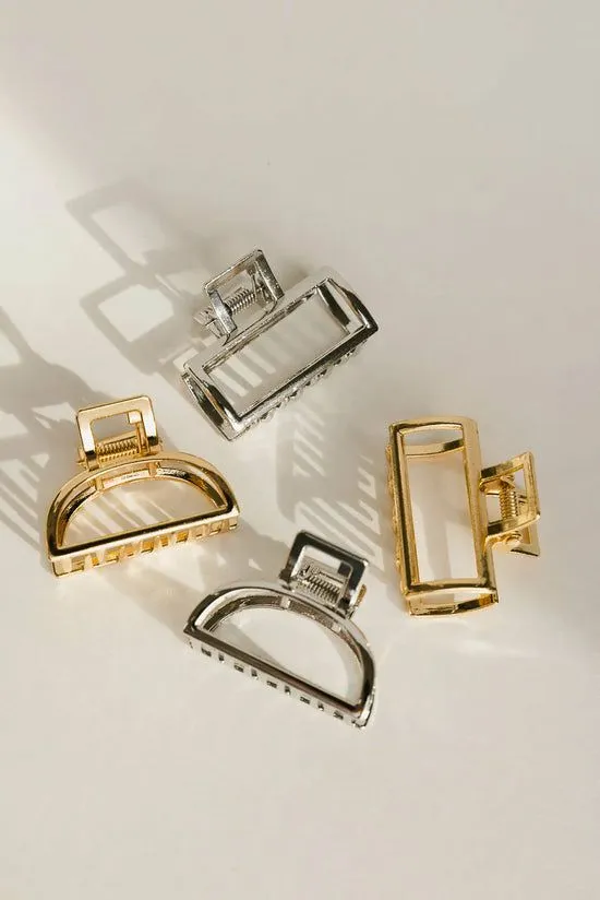 Bohme Small Rectangle Claw Clip In Silver Silver Women Hair Accessories