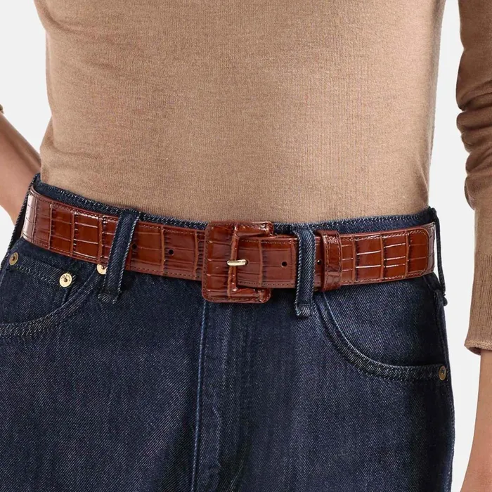 Brahmin Belts Wide Covered Leather Buckle Belt Carnation Classic Vintage Croc 8211 Women Brahmin Belts Wide Covered Leather Buckle Belt Carnation Classic Vintage Croc 8211 Women