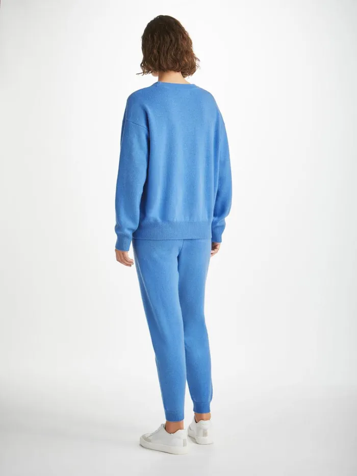 Cashmere Pants Women Derek Rose Track Pants Daphne Cashmere Cornflower