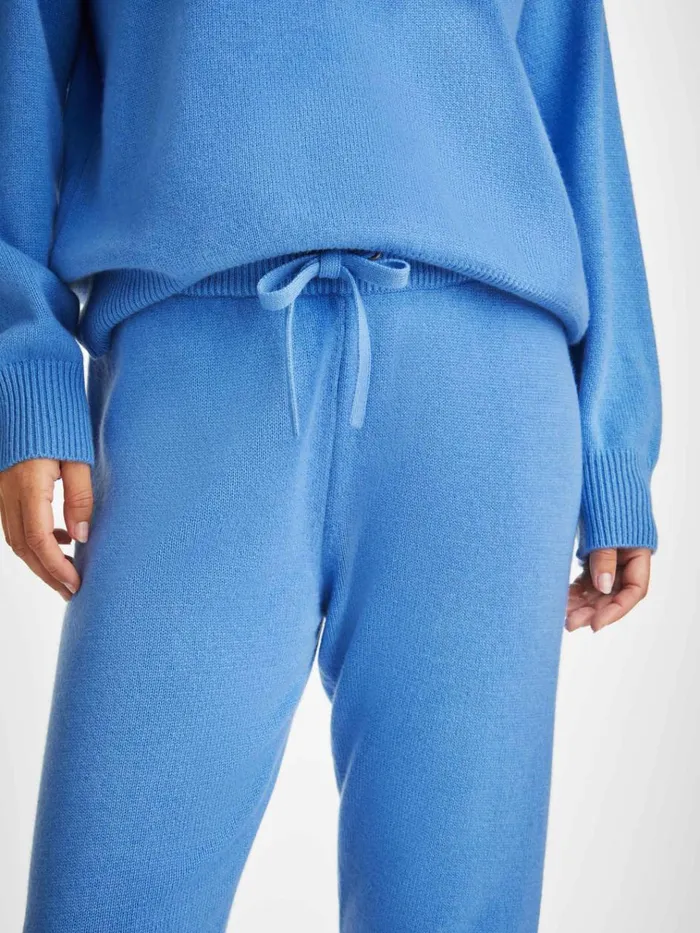 Cashmere Pants Women Derek Rose Track Pants Daphne Cashmere Cornflower
