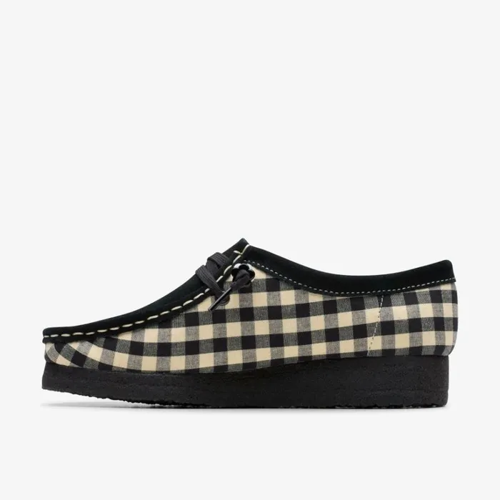 Clarks Wallabee Black White Gingham Wallabee Black White Gingham Women Wallabees