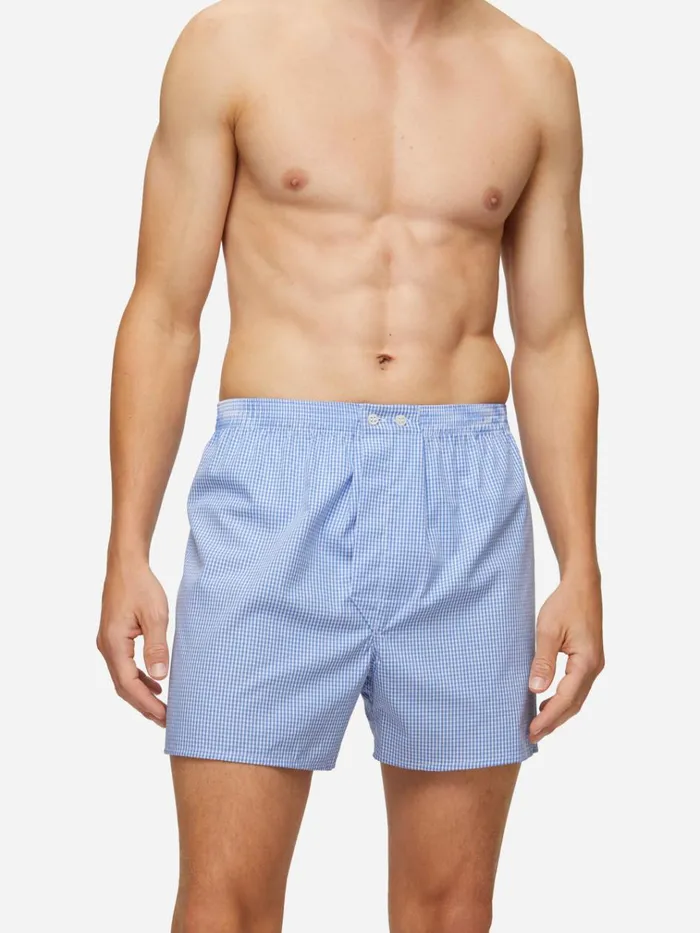 Classic Fit Boxer Shorts Men Derek Rose Classic Fit Boxers Gingham Cotton Blue Classic Fit Boxer Shorts Men Derek Rose Classic Fit Boxers Gingham Cotton Blue