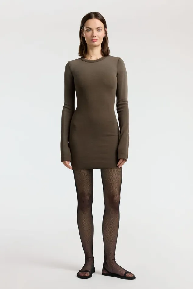 COTTON CITIZEN Verona Crewneck Mini Dress Fossil Cast Women Dresses Skirts COTTON CITIZEN Verona Crewneck Mini Dress Fossil Cast Women Dresses Skirts
