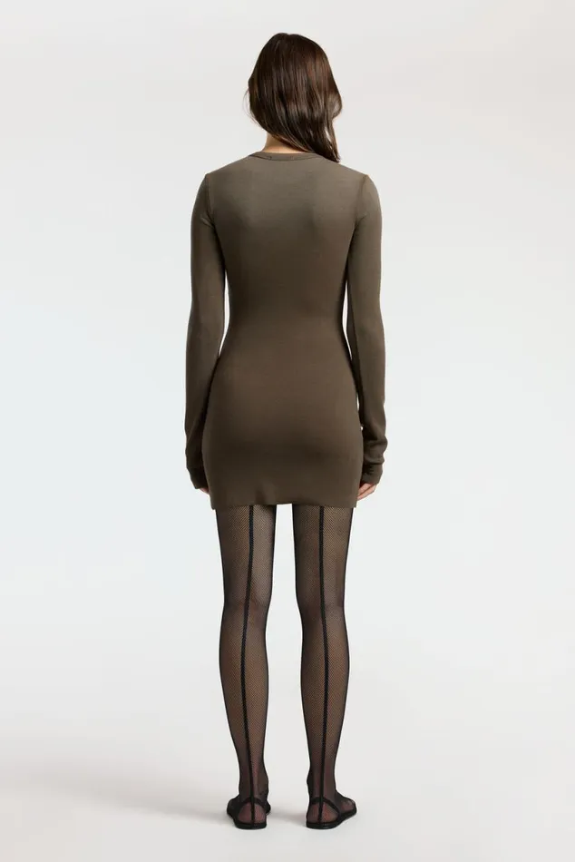 COTTON CITIZEN Verona Crewneck Mini Dress Fossil Cast Women Dresses Skirts COTTON CITIZEN Verona Crewneck Mini Dress Fossil Cast Women Dresses Skirts