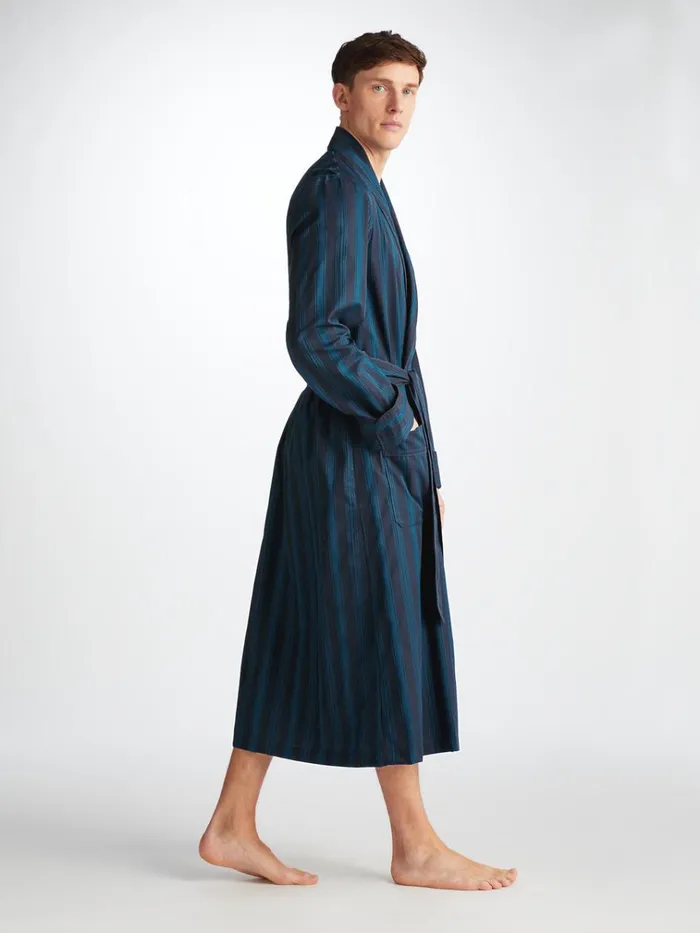 Cotton Robes Men Derek Rose Robe Royal 222 Cotton Navy