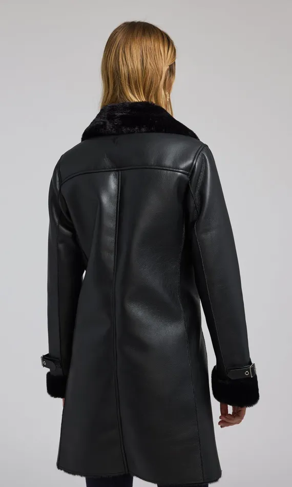 Generation Love Clothing Outerwear Women Carla Vegan Leather And Faux Fur Combo Coat Black