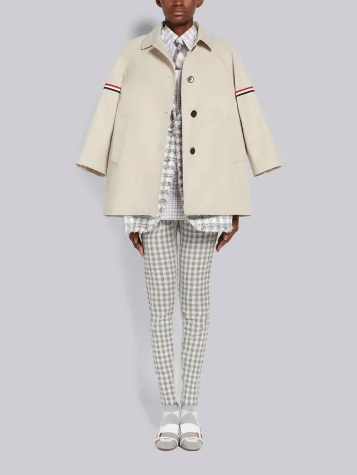 Gingham Wool Seersucker Articulated Legging Medium Grey Women Thom Browne Trousers