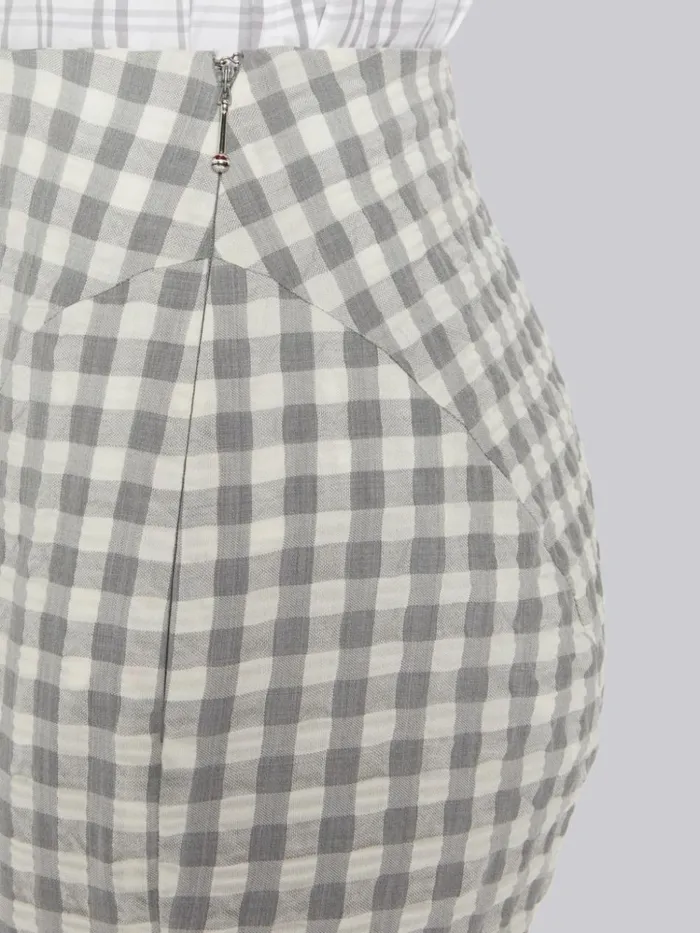 Gingham Wool Seersucker Articulated Legging Medium Grey Women Thom Browne Trousers
