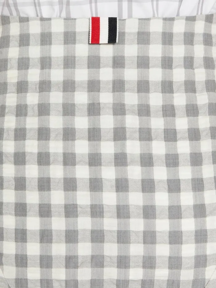 Gingham Wool Seersucker Articulated Legging Medium Grey Women Thom Browne Trousers