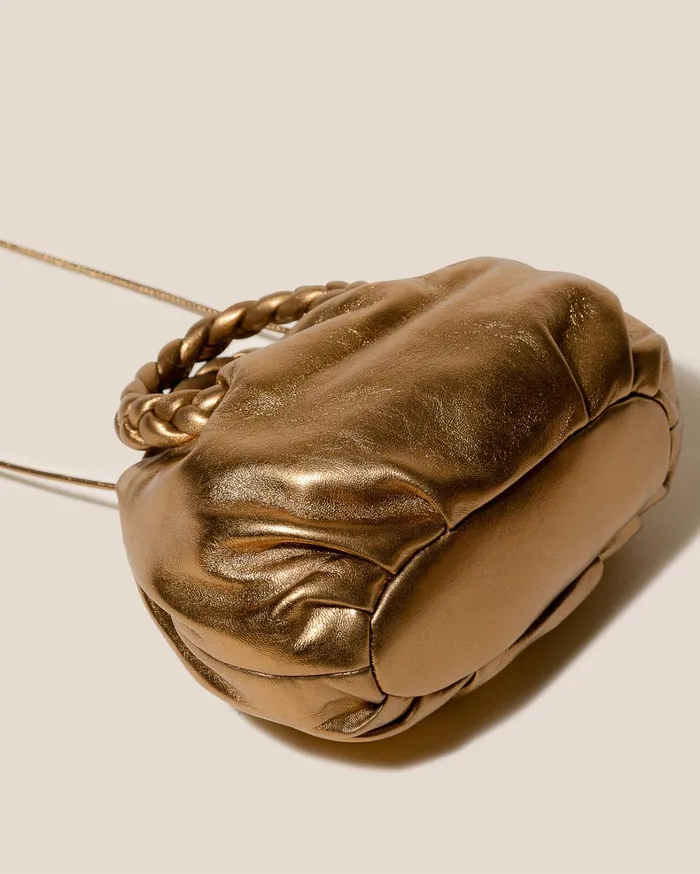 Hereu BOMBON METALLIC 8211 Small Plaitedhandle Leather Crossbody Bag Women Crossbody Bags