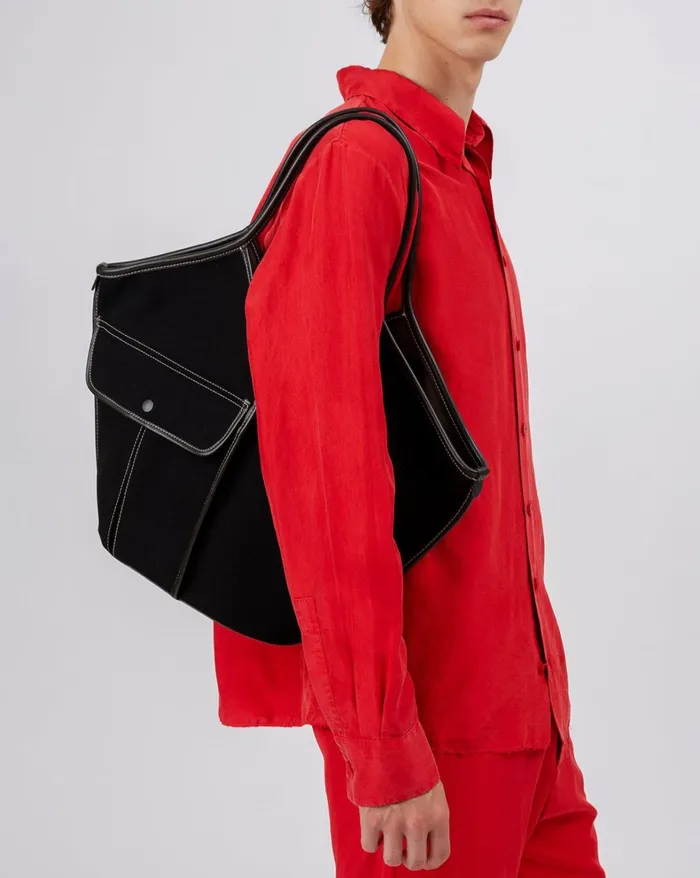 Hereu DUNA 8211 Leathertrimmed Organic Cotton Tote Bag WomenMen Shoulder Bags