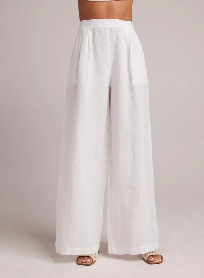 High Waisted Linen Pleated Pant White Women Bella Dahl Pants High Waisted Linen Pleated Pant White Women Bella Dahl Pants