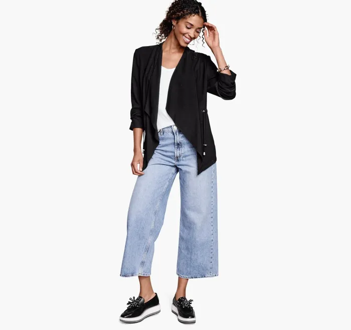 JohnstonandMurphy Shirts Sweaters and Blazers Draped OpenFront Blazer Black 8211 Women JohnstonandMurphy Shirts Sweaters and Blazers Draped OpenFront Blazer Black 8211 Women