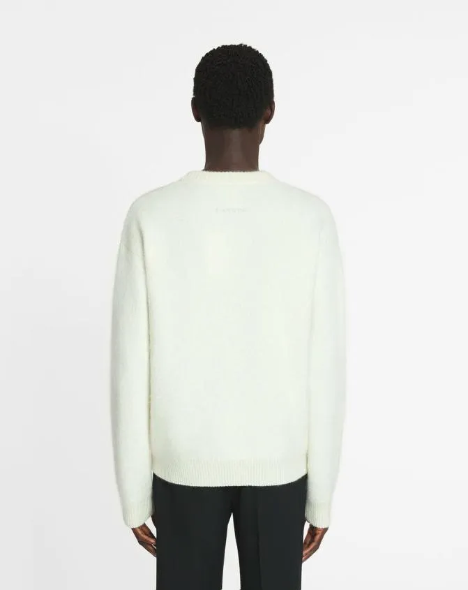Men Knitwear and Sweatshirts Lanvin Striped Brushed Motherhair Sweater Ecruvert De Gris Men Knitwear and Sweatshirts Lanvin Striped Brushed Motherhair Sweater Ecruvert De Gris