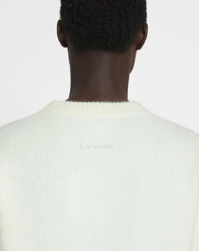 Men Knitwear and Sweatshirts Lanvin Striped Brushed Motherhair Sweater Ecruvert De Gris Men Knitwear and Sweatshirts Lanvin Striped Brushed Motherhair Sweater Ecruvert De Gris