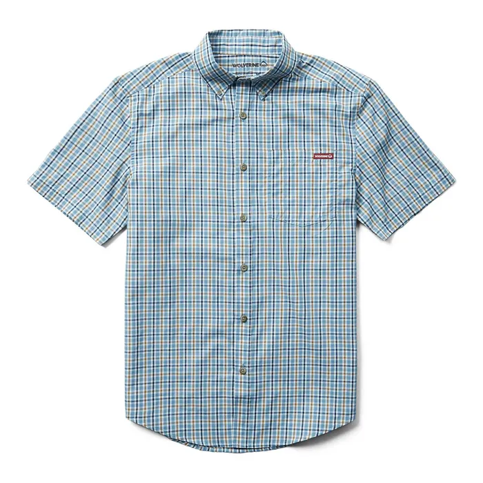 Men Mortar Short Sleeve Shirt Blue Shadow Wolverine Clothing