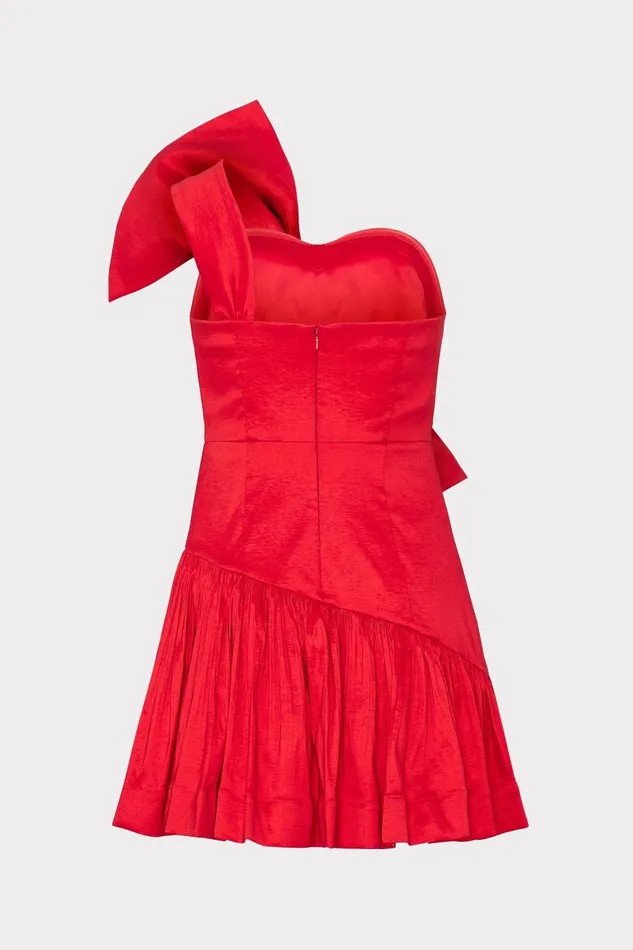 Milly Dresses Women Harley Bow Taffeta Mini Dress Red Milly Dresses Women Harley Bow Taffeta Mini Dress Red