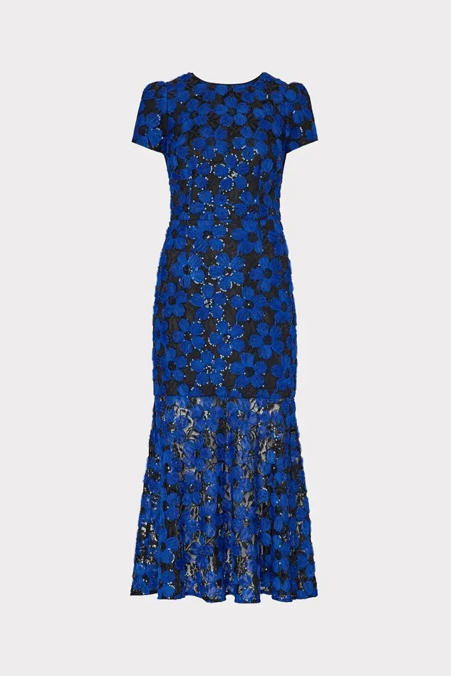 Milly Dresses Women Tahlia Tulle Embroidery Dress Cobaltblack