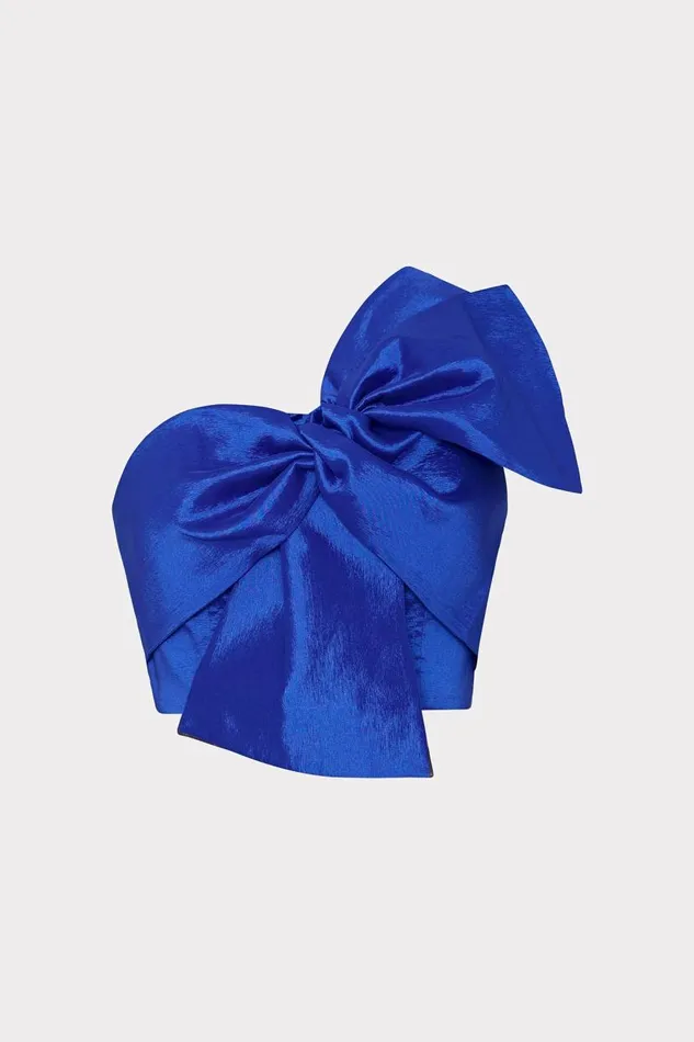 Milly Matching Sets Women Laney Bow Taffeta Crop Top Blue