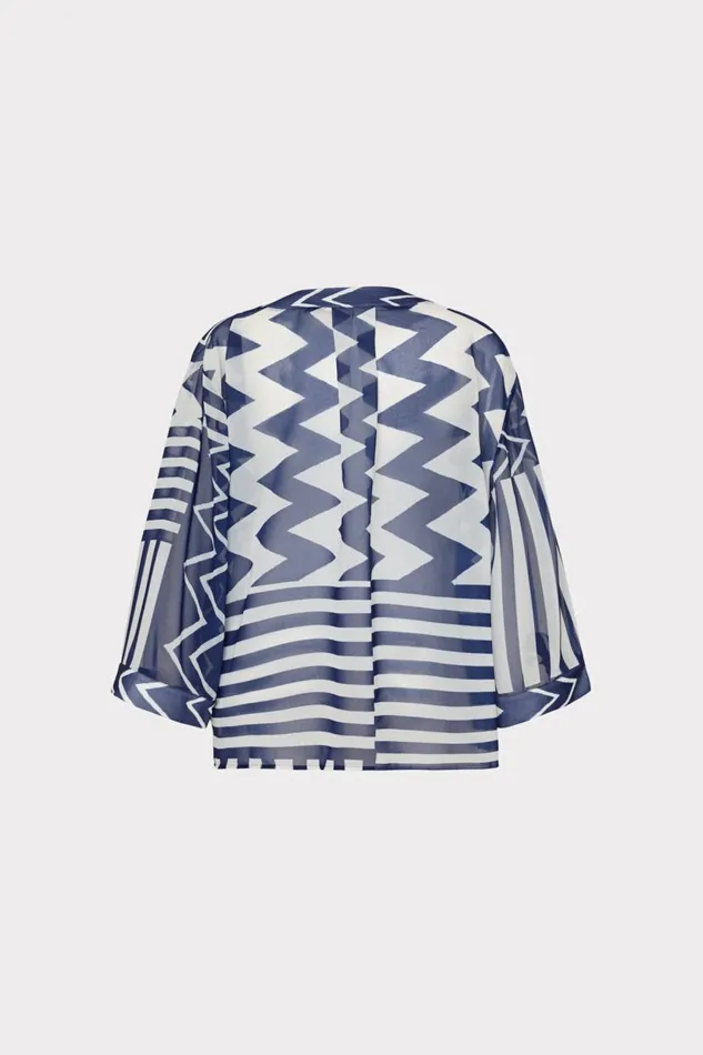 Milly Swim and Coverups Women Patchwork Chevron Top Bluewhite Milly Swim and Coverups Women Patchwork Chevron Top Bluewhite