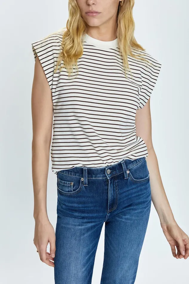 Pistola Denim Tees and Tanks Women Marina Tee 8211 Chestnut Stripe