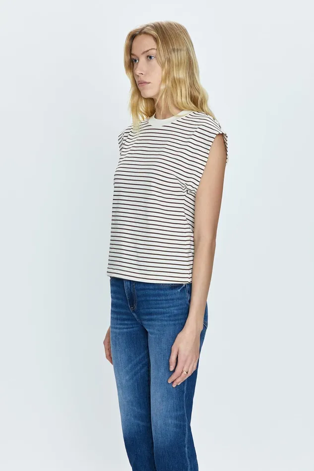 Pistola Denim Tees and Tanks Women Marina Tee 8211 Chestnut Stripe
