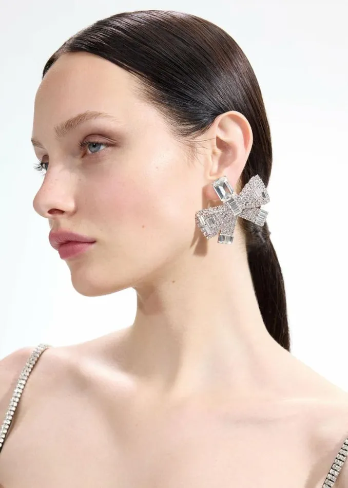 Self Portrait Bridal Large Crystal Bow Earrings 8211 Women
