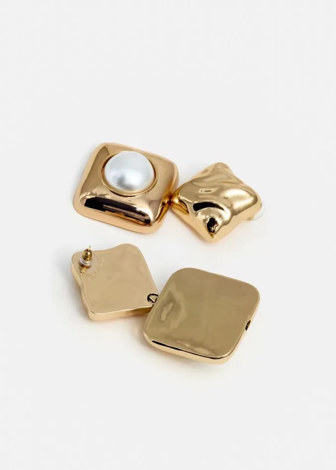Self Portrait Earrings Mottled Gold Pearl Tiered Earrings 8211 Women