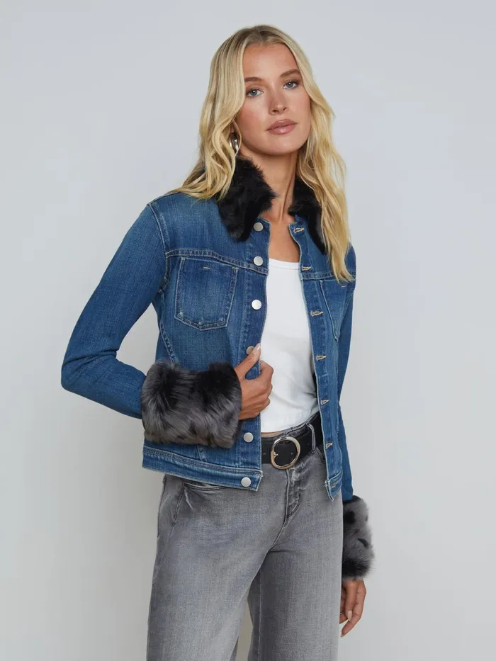 Shea Shearling Denim Jacket Authentique Women L039Agence Denim Jackets Shea Shearling Denim Jacket Authentique Women L039Agence Denim Jackets