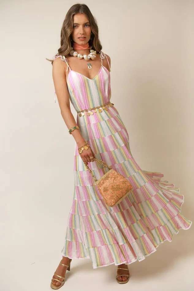 Sorrento Rainbow Stripe Women RIXO Dresses