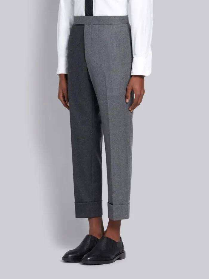 Super 120s Wool Flannel Funmix Classic Trouser Dark Grey Men Thom Browne Trousers Super 120s Wool Flannel Funmix Classic Trouser Dark Grey Men Thom Browne Trousers