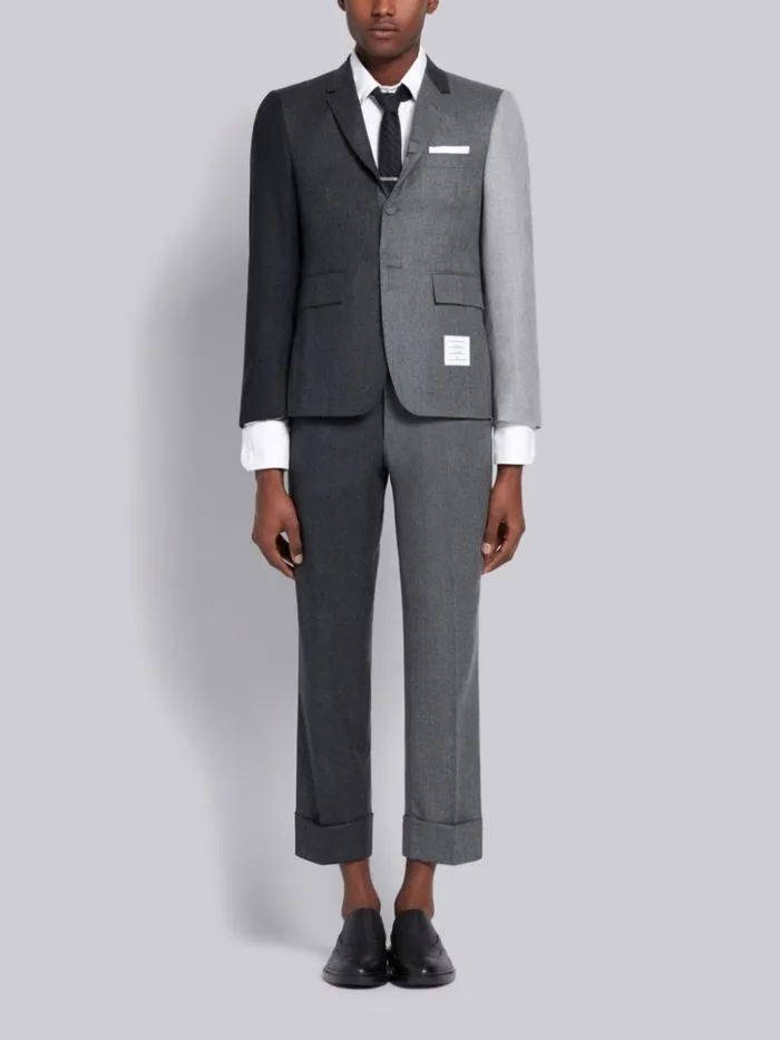 Super 120s Wool Flannel Funmix Classic Trouser Dark Grey Men Thom Browne Trousers Super 120s Wool Flannel Funmix Classic Trouser Dark Grey Men Thom Browne Trousers
