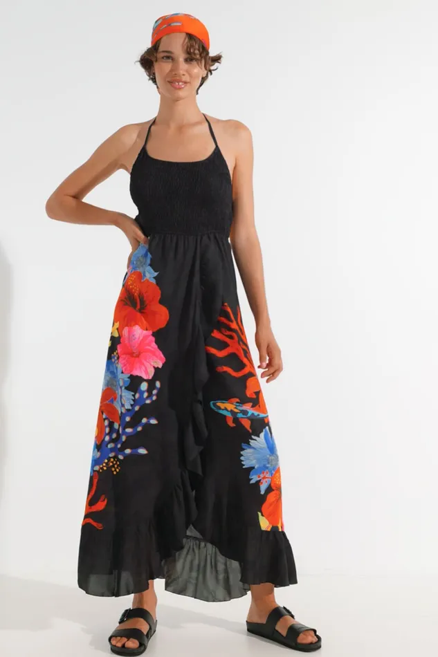 Sustainable Lowcut Maxi Dress Women Desigual Swimwear