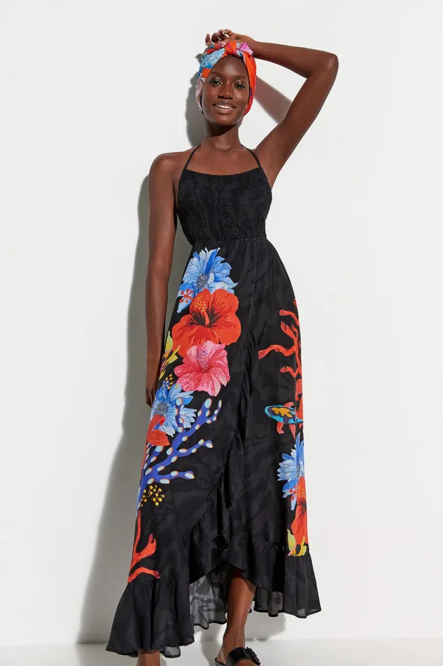 Sustainable Lowcut Maxi Dress Women Desigual Swimwear