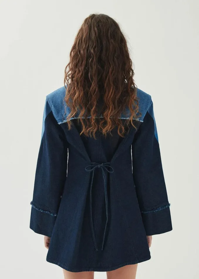 Veden Bicolor Indigo Denim Dress Women ALOHAS Dresses