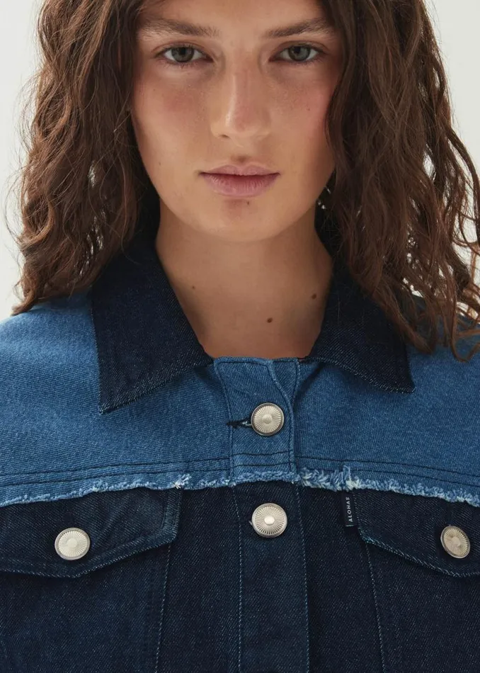 Veden Bicolor Indigo Denim Dress Women ALOHAS Dresses