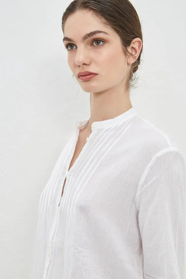 Women AMBER 8211 Cotton Shirt 8211 Bianco Massimo Alba Shirts