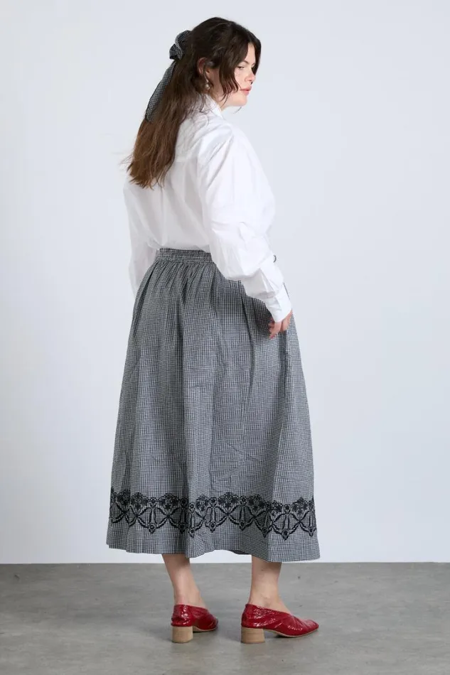 Women Bottoms Damson Madder Keeley Midi Skirt 8211 Black Gingham