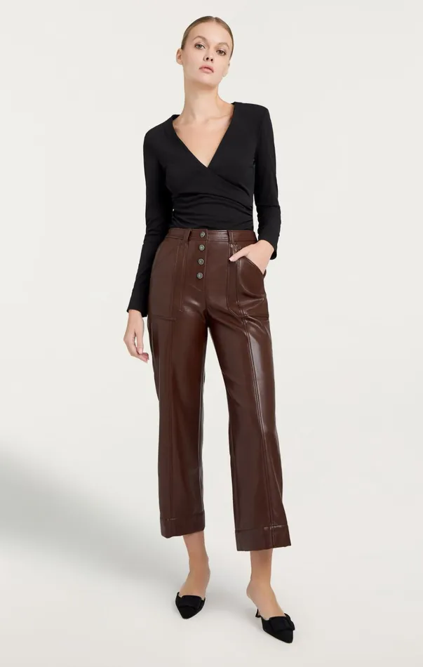 Women Cinq Sept Bottoms Vegan Leather Benji Pant Tobacco