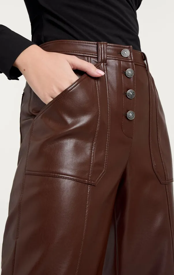 Women Cinq Sept Bottoms Vegan Leather Benji Pant Tobacco