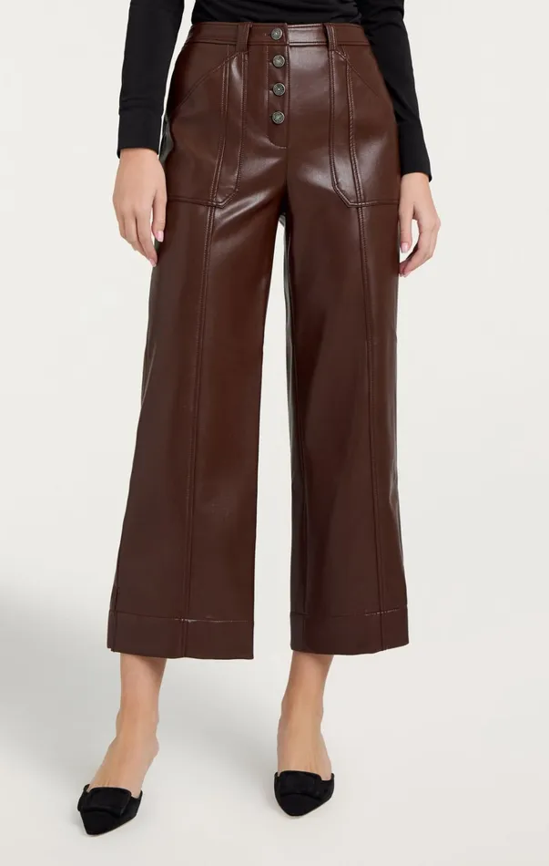 Women Cinq Sept Bottoms Vegan Leather Benji Pant Tobacco