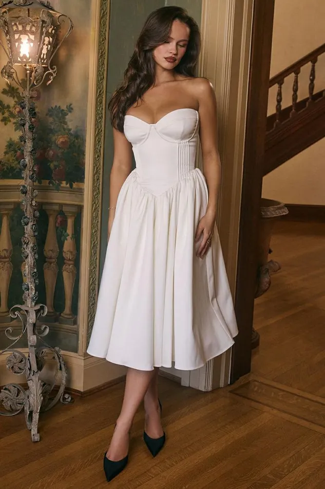 Women Coco Vintage Ivory Satin Midi Dress House Of CB Dresses Women Coco Vintage Ivory Satin Midi Dress House Of CB Dresses