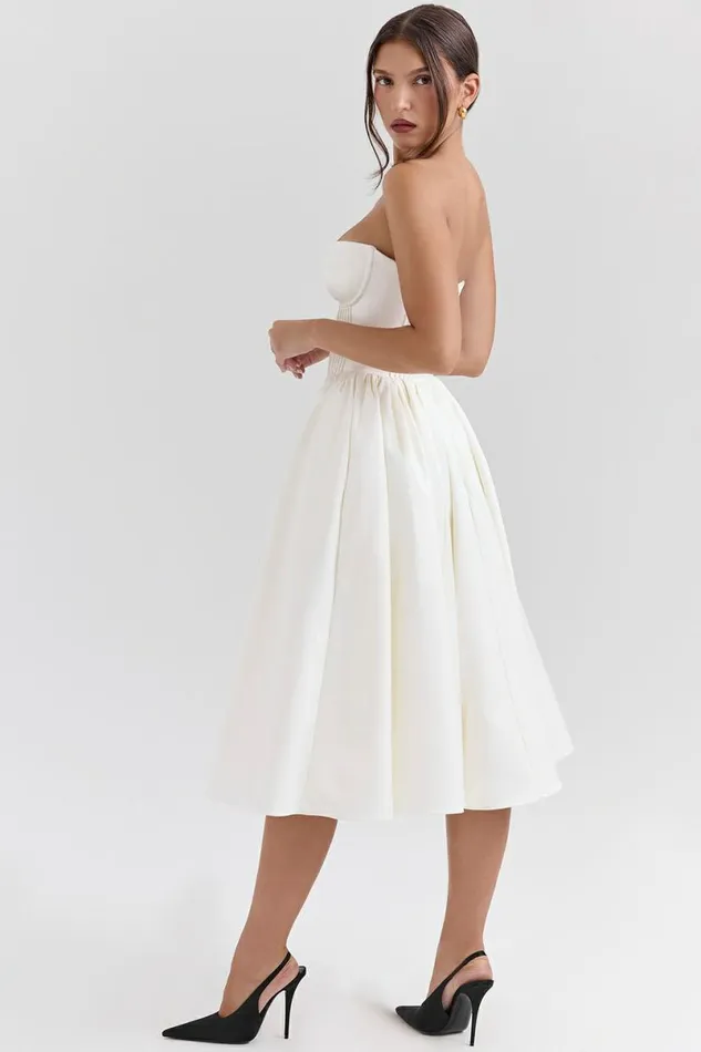 Women Coco Vintage Ivory Satin Midi Dress House Of CB Dresses Women Coco Vintage Ivory Satin Midi Dress House Of CB Dresses