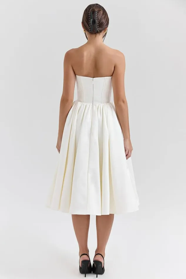 Women Coco Vintage Ivory Satin Midi Dress House Of CB Dresses Women Coco Vintage Ivory Satin Midi Dress House Of CB Dresses