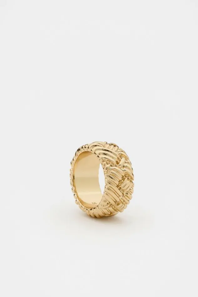 Women Jewellery Seed Heritage Woven Texture Ring Gold